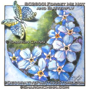 Forget-Me-Nots and Butterfly Painting Pattern - Sharon Chinn