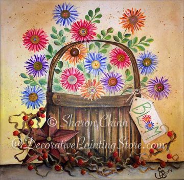 Button Bloom Basket (Traditional Painted) Pattern by Sharon Chinn BY DOWNLOAD