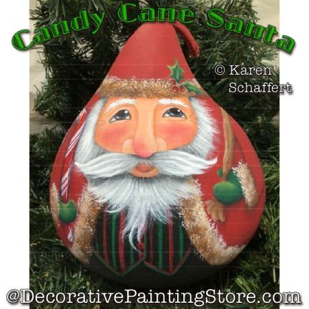 Candy Cane Santa Gourd Painting Pattern - Karen Schaffert
