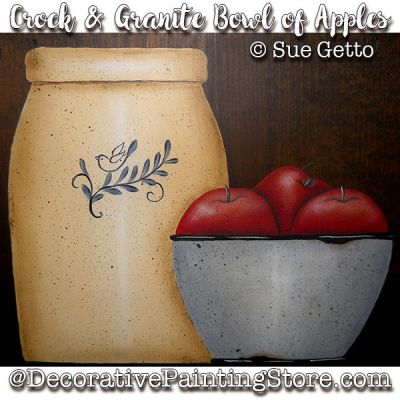 Crock and Granite Bowl of Apples ePattern - Sue Getto - PDF DOWNLOAD