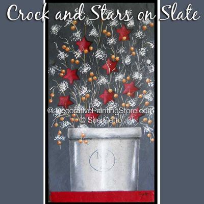 Crock and Stars on Slate DOWNLOAD Pattern - Sue Getto