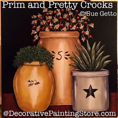 Prim and Pretty Crocks DOWNLOAD Painting Pattern - Sue Getto