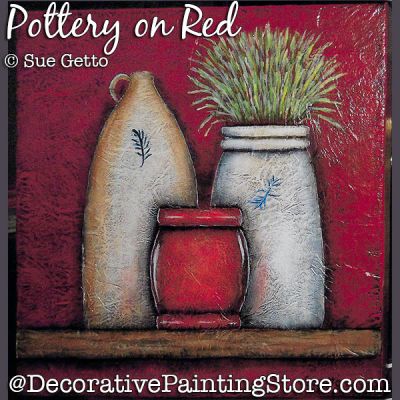 Pottery on Red DOWNLOAD Painting Pattern - Sue Getto