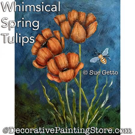 Whimsical Spring Tulips Painting Pattern PDF DOWNLOAD - Sue Getto