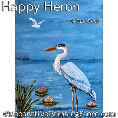 Happy Heron Painting Pattern PDF DOWNLOAD - Sue Getto