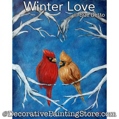 Winter Love (Cardinals) Painting Pattern PDF DOWNLOAD - Sue Getto