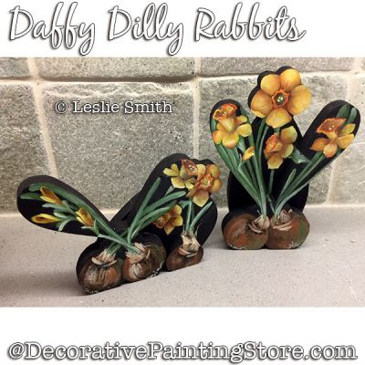 Daffy Dilly Rabbits Painting Pattern PDF DOWNLOAD - Leslie Smith