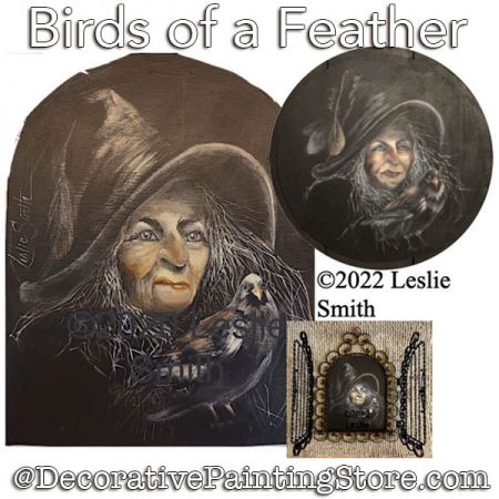 Birds of a Feather (Witch) Painting Pattern PDF DOWNLOAD - Leslie Smith