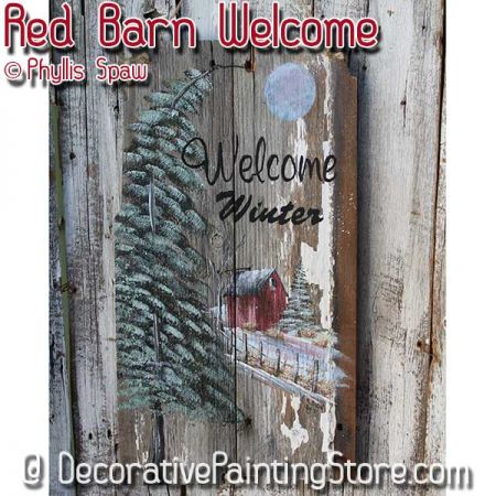 Red Barn Winter Welcome Sign - Phyllis Spaw - PDF DOWNLOAD