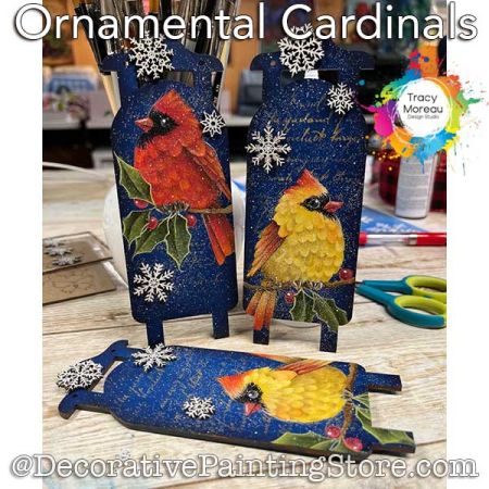 Ornamental Cardinals Sled Ornaments ePattern - Tracy Moreau - PDF DOWNLOAD