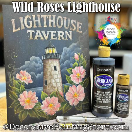 Wild Roses Lighthouse - Tracy Moreau - Painting Pattern