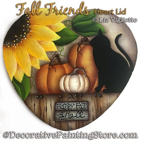 Fall Friends Heart Lid Painting Pattern PDF DOWNLOAD - Liz Vigliotto