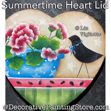 Summertime Heart Lid Painting Pattern PDF DOWNLOAD - Liz Vigliotto