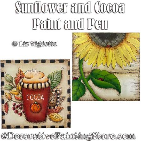 Sunflower and Cocoa Paint and Pen Painting Pattern - Liz Vigliotto