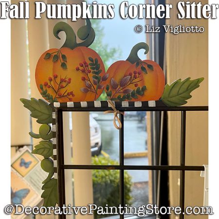 Fall Pumpkins Corner Sitter Painting Pattern - Liz Vigliotto