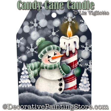 Candy Cane Candle Ornament Painting Pattern - Liz Vigliotto