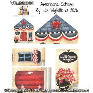 Americana Cottage Painting Pattern - Liz Vigliotto