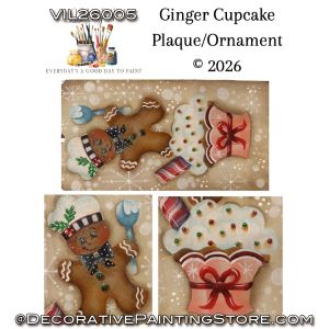 Gingerbread Cupcake Plaque or Ornament Painting Pattern - Liz Vigliotto