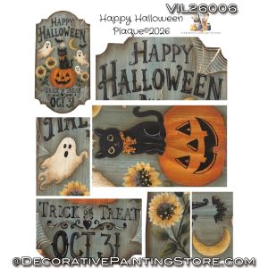 Happy Halloween Plaque Painting Pattern - Liz Vigliotto