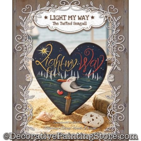 Light My Way The Tufted Seagull Painting Pattern by Martina Elena Vivoda