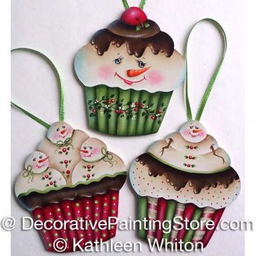 Snowmen Cupcake Ornament Pattern - Kathleen Whiton - PDF DOWNLOAD